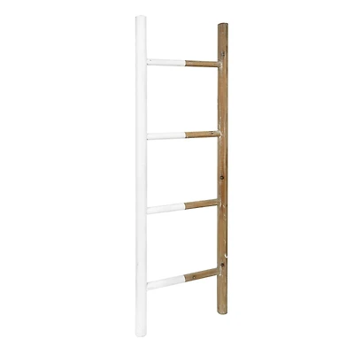 5.25ft. Natural & White Wooden Decorative Ladder