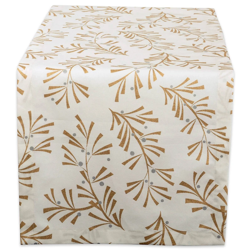DII® 108" Metallic Holly Leaves Table Runner