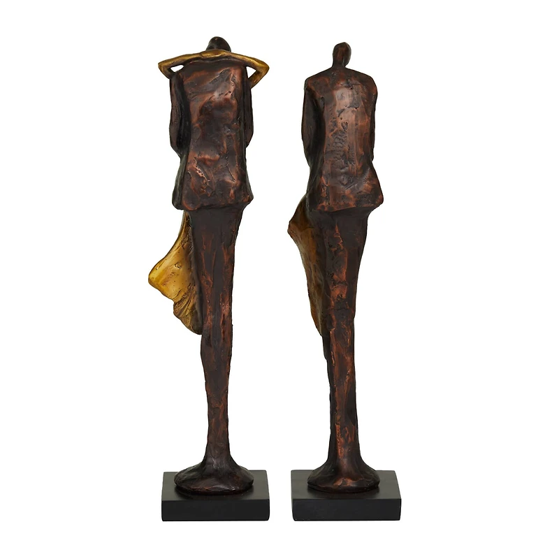 Bronze Polystone Modern People Sculpture, Set of 2" 4", 17"