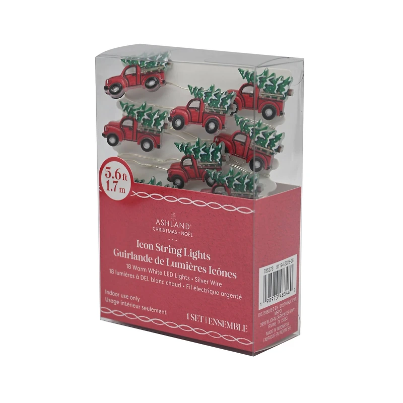 18ct. Warm White LED Red Truck & Christmas Tree String Lights on Silver Wire by Ashland®