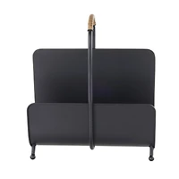 15" Black Metal Modern Decorative Magazine Holder with Loop Shaped Handle