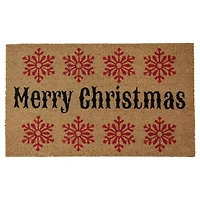 30" Merry Christmas Snowflake Natural Coir Doormat