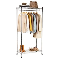 Mind Reader Heavy Duty Rolling Garment Rack with Adjustable Bar, Chrome