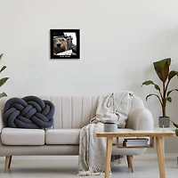 Stupell Industries Dog Dylan Funny Musician Wearing Hat Cityscape Framed Giclee Art