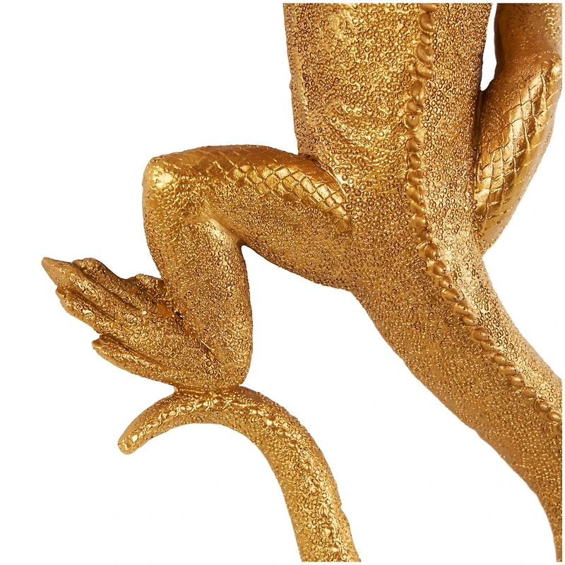 15" Gold Lizard Textured Climbing Sculpture