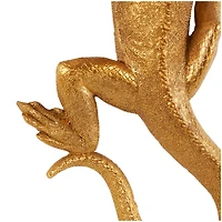 15" Gold Lizard Textured Climbing Sculpture