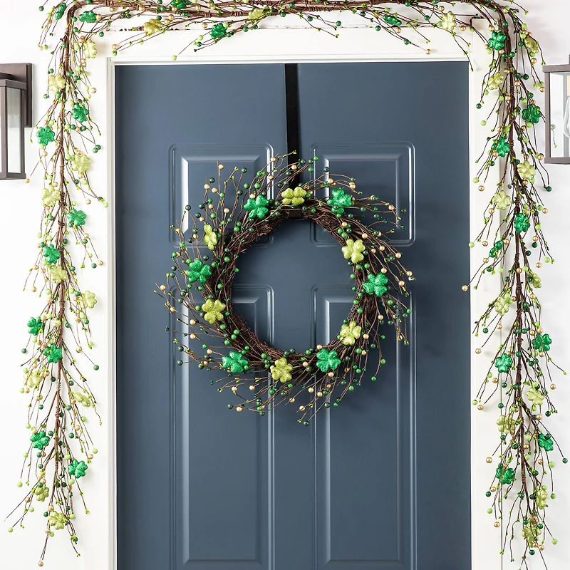 Glitzhome® 6ft St. Patrick's Shamrock Garland