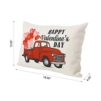 Glitzhome® 18" Faux Burlap Happy Valentine's Truck Pillow