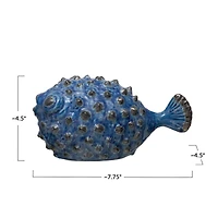 Hello Honey® 4.5" Blue Stoneware Puffer Fish Accent
