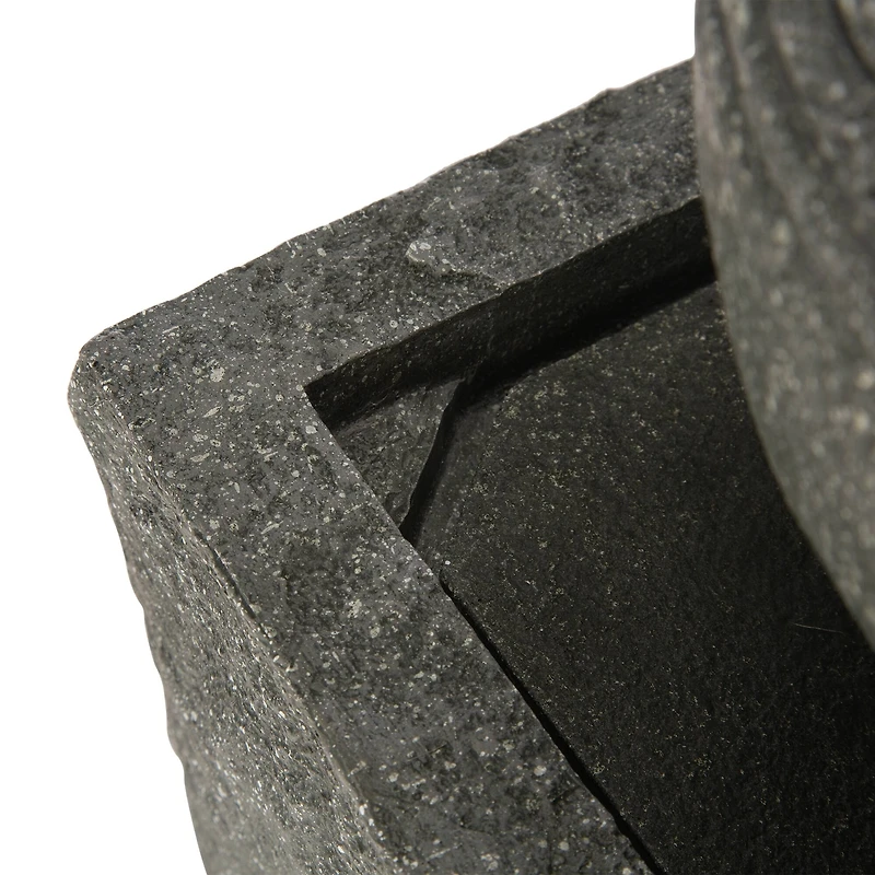 Glitzhome® 32" Polyresin Rippling Floating Sphere Outdoor Fountain with LED Light