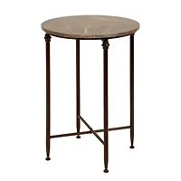 2ft. Black Iron & Brown Marble Traditional Accent Table