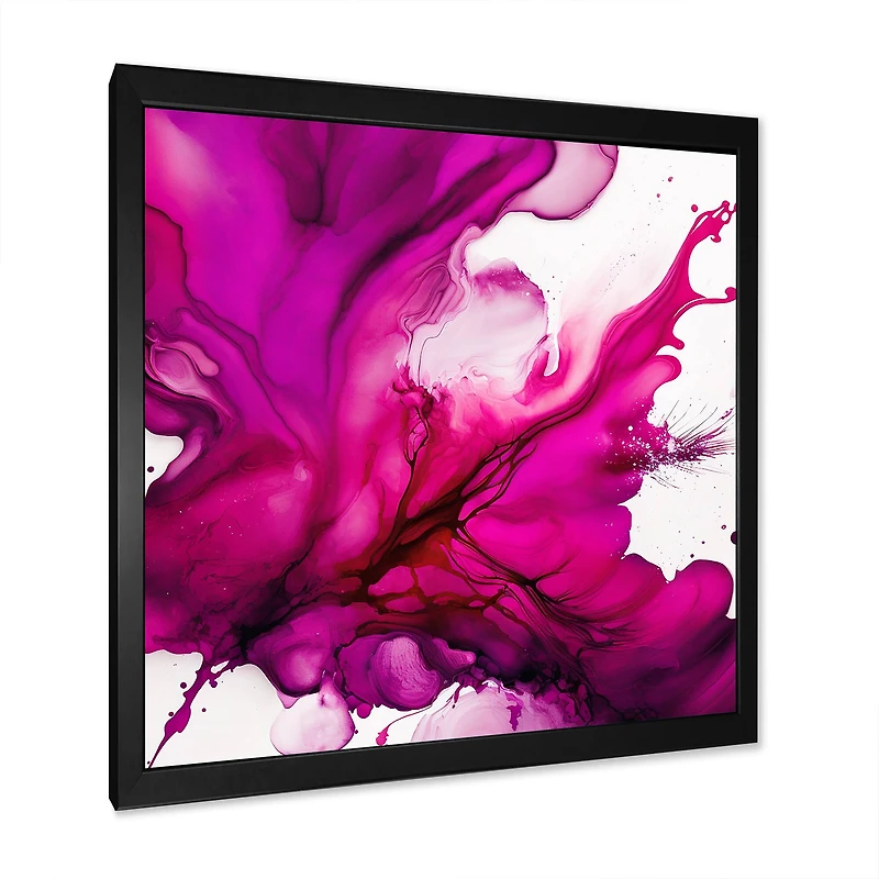 Designart "Ancient Mystery In Viva Magenta II" Abstract Liquid Ink Canvas Wall Art