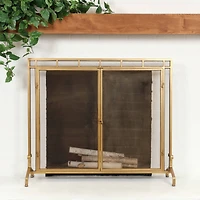 33.5" Gold Metal Geometric Single Panel Fireplace Screen