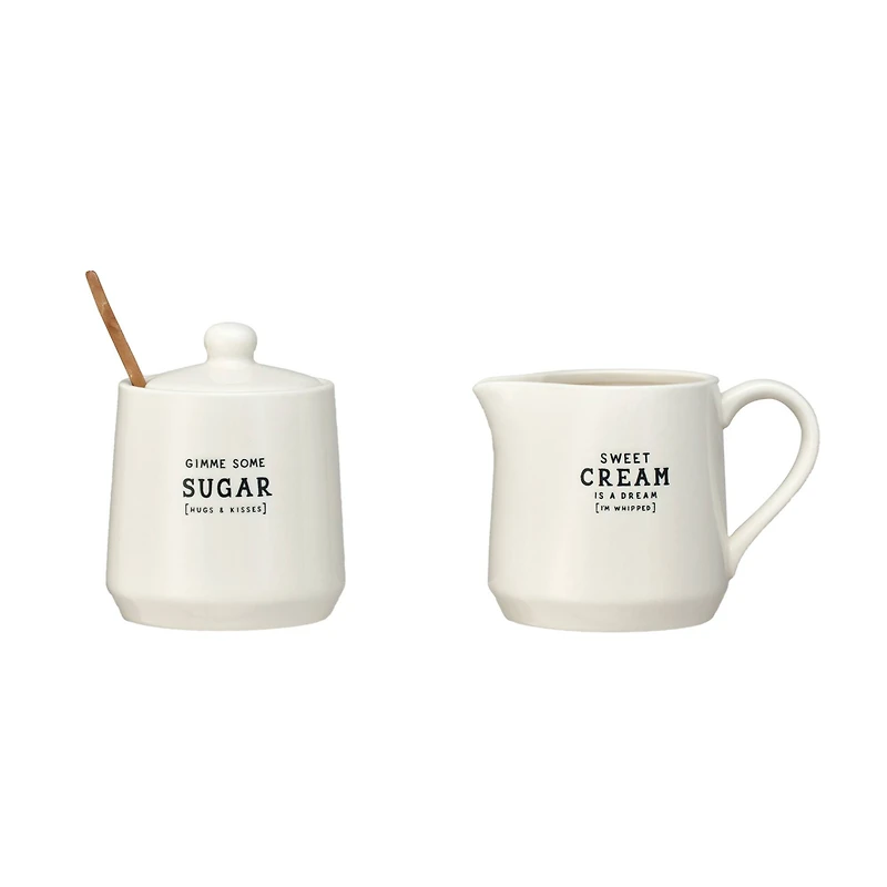 Hello Honey® White Charming Stoneware Creamer & Sugar Pot Set with Spoon