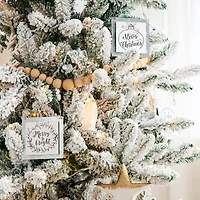 6ft. Pre-Lit Flocked Fir Artificial Christmas Tree, Warm White LED Lights