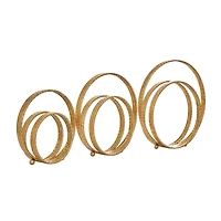 Gold Metal Geometric Layered Ring Sculpture Set