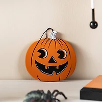 Glitzhome® 18.5"H Halloween Wooden Black Cat Nutcracker with Pumpkin Ornament