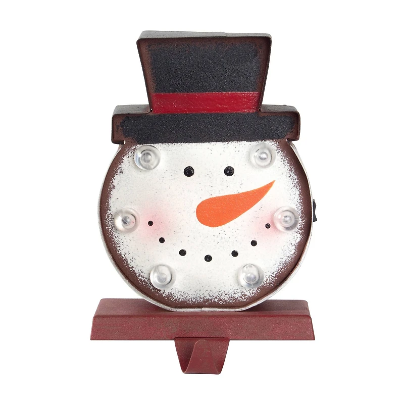 Glitzhome® 7" Marquee LED Snowman Head Stocking Holder Set