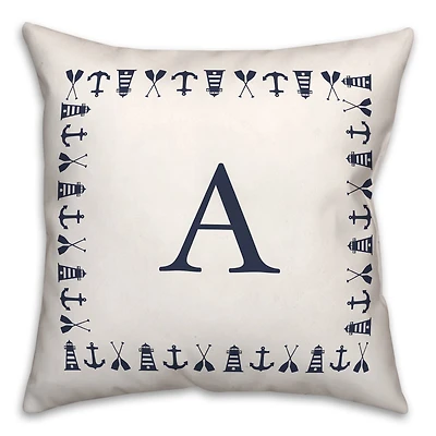 Nautical Monogram Throw Pillow