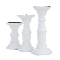 White Wood French Country Candle holder 10",8",6