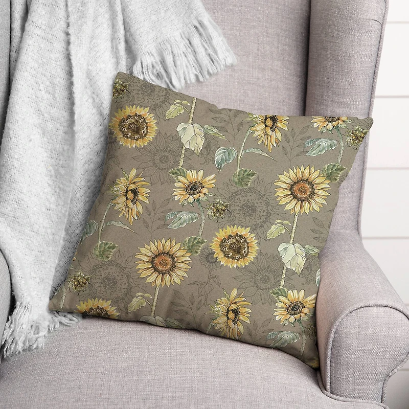 Sunflower Pattern Throw Pillow