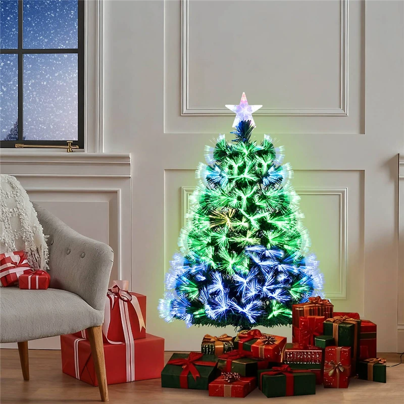 Costway 3ft. Pre‑Lit Fiber Optic Artificial Christmas Tree with Top Star & Folding Metal Stand