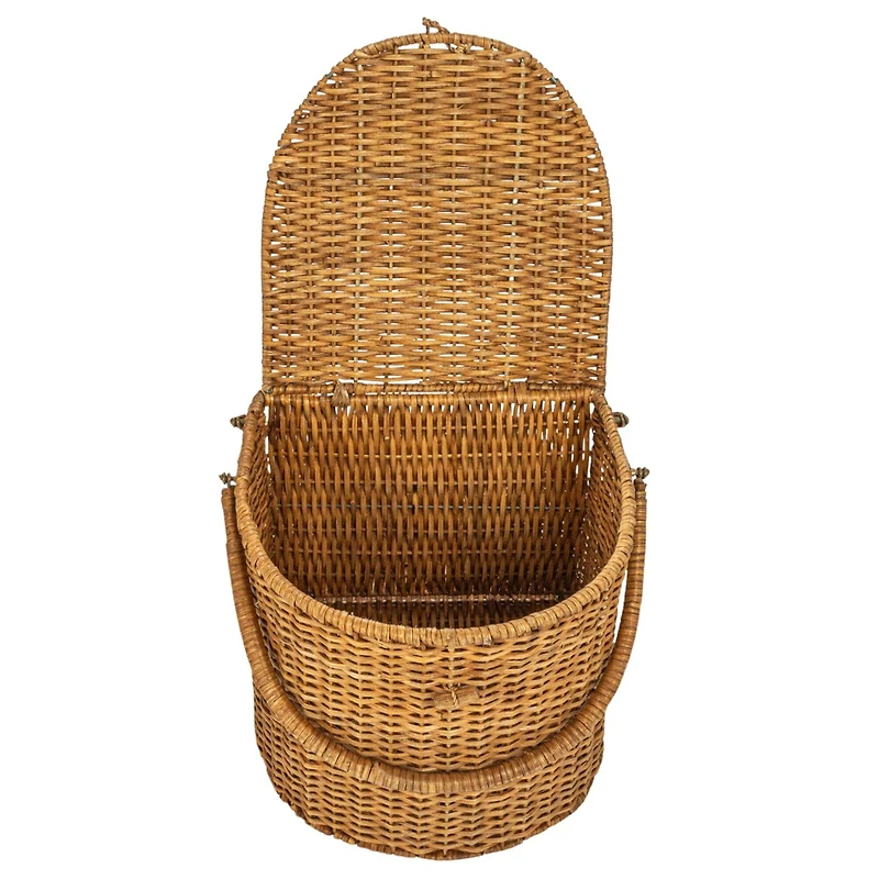 Hello Honey® Natural Oval Wicker Picnic Basket with Open Side Compartment