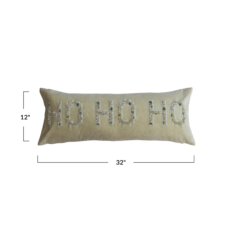 Hello Honey® 32" Ho Ho Ho Cotton Velvet Lumbar Pillow
