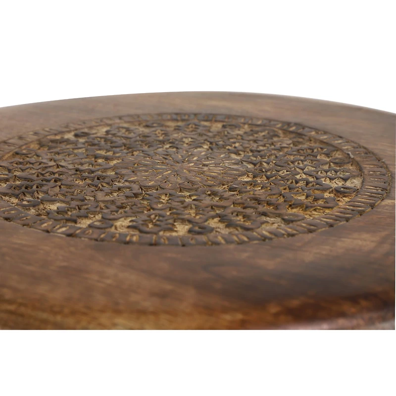 22" Brown Mango Wood Traditional Accent Table