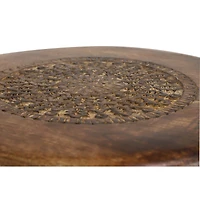 22" Brown Mango Wood Traditional Accent Table