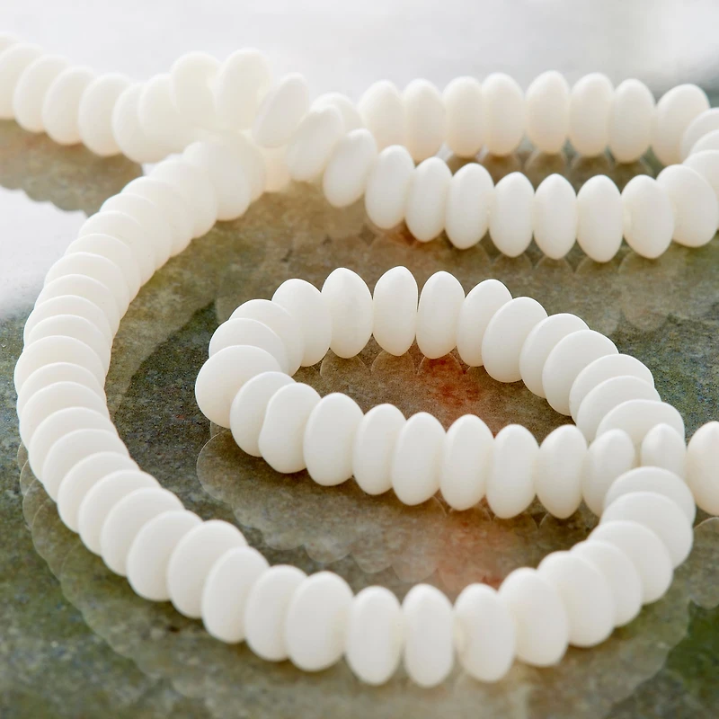 White Glass Rondelle Beads, 6mm by Bead Landing™