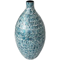 22" Blue Mother of Pearl Handmade Mosaic Inspired Vase