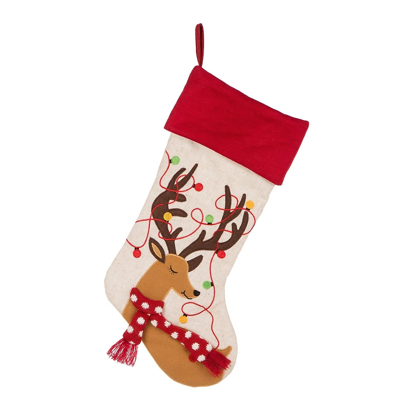 Glitzhome® 21" LED Reindeer Christmas Stockings, 2ct.