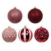 14 Pack 4" Pink Glitter & Vertical Striped Shatterproof Ball Ornaments by Ashland®