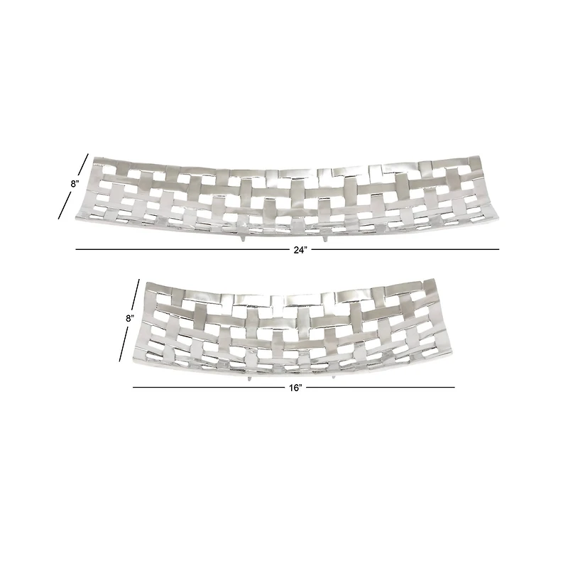 Silver Aluminum Contemporary Tray Set