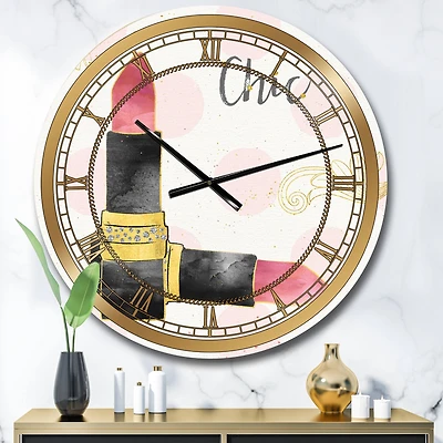 Designart 'Fashion Glam Lipstick Ii Glam Wall Clock