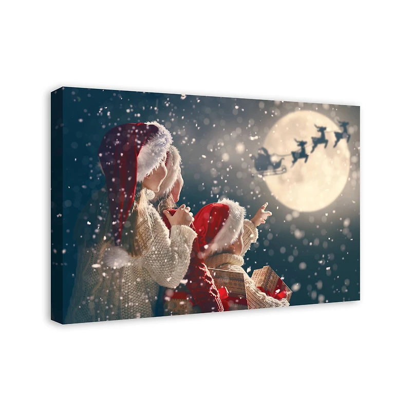 Magical Santa Sleigh Scene Canvas Wall Art