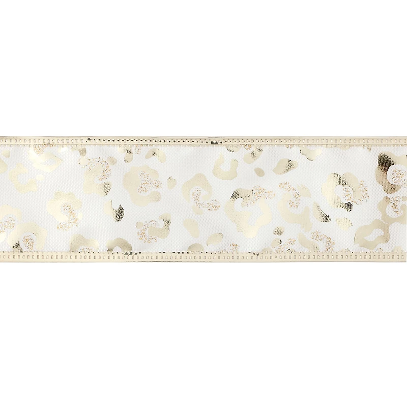 1.5" x 3yd. Gold Leopard Wired Taffeta Ribbon by Celebrate It® Classic