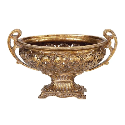19" Gold Traditional Decorative Bowl Accent with Stand