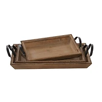 Brown Wood Coastal Style Tray Set