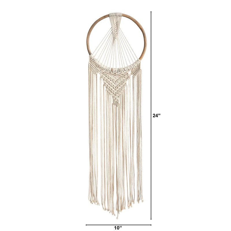 24" x 10" Handmade Bohemian Macrame Dreamcatcher Wall Hanging Decor