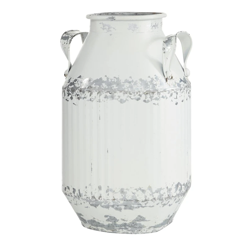 White Metal Decorative Milk Can Set