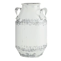 White Metal Decorative Milk Can Set