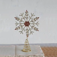 Hello Honey® 11" Metal, Glass & Acrylic Snowflake Tree Topper with Jewels