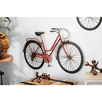 Red Rustic Metal Bicycle Wall Accent