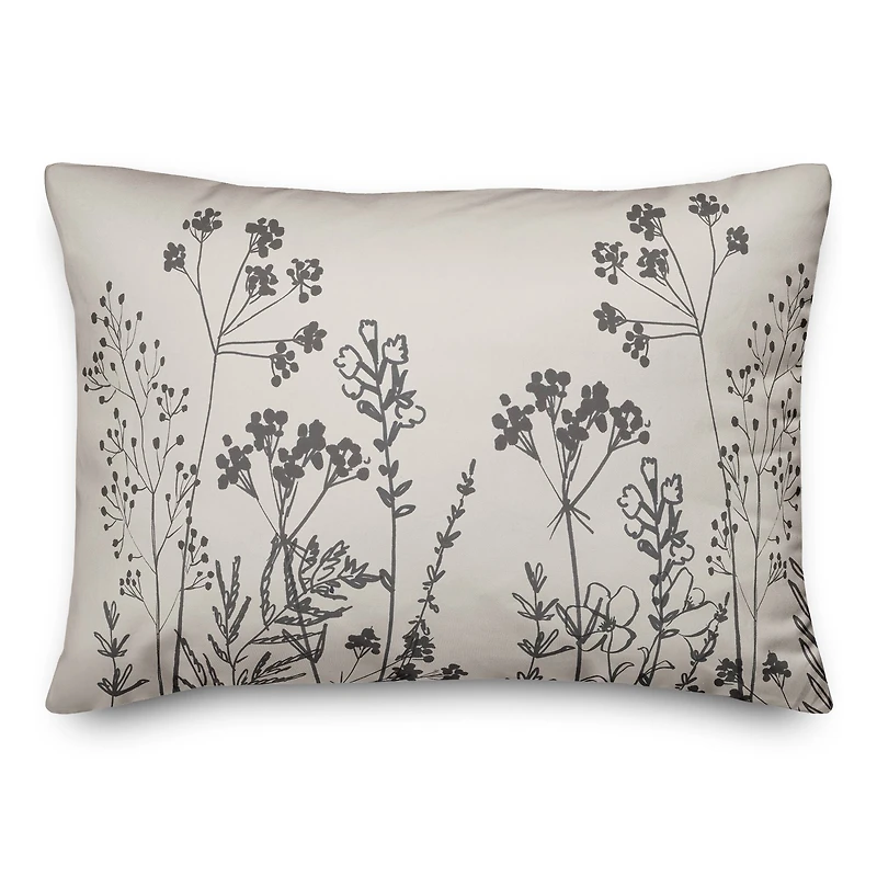 Sketched Florals 14" x 20" Throw Pillow