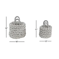 CosmoLiving by Cosmopolitan Gray Polyester Coastal Storage Basket Set