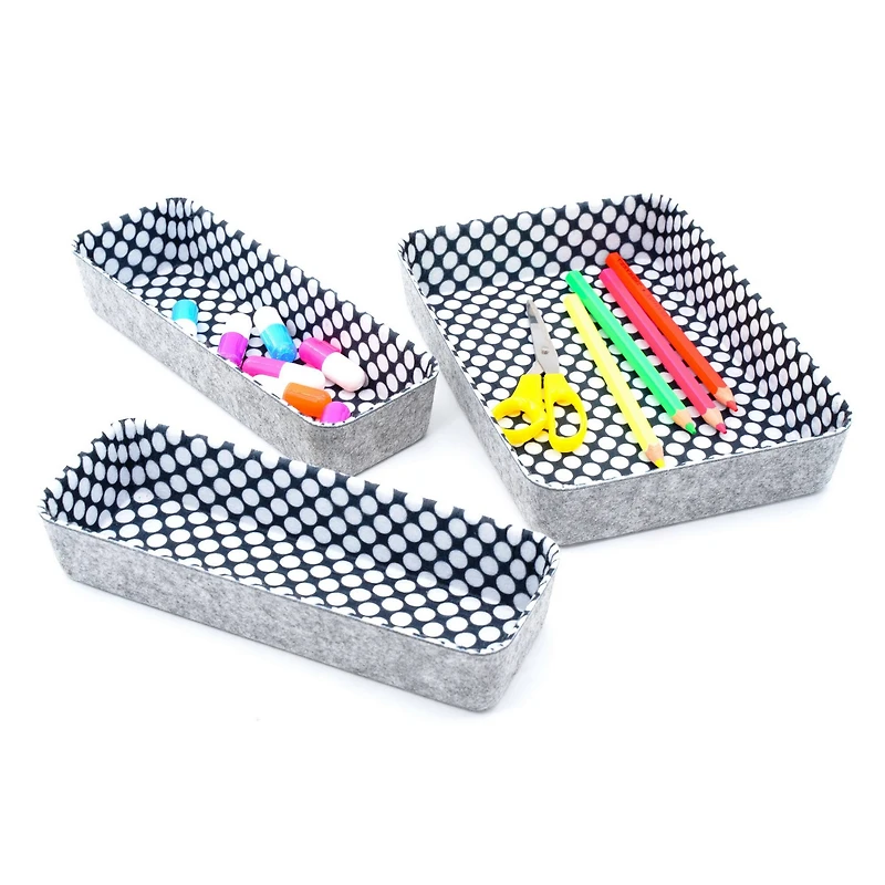 Welaxy Felt 3 Piece Polka Dot Drawer Organizer Set