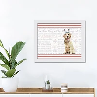 American Dog White Framed Print Under Plexiglass