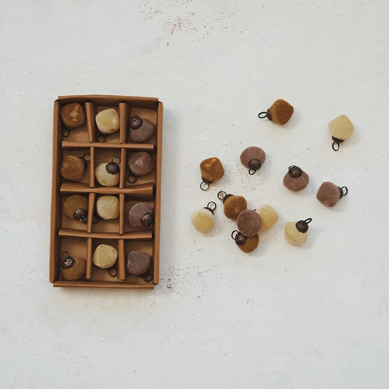 Hello Honey® 1" Boxed Flocked Glass Ornament Set